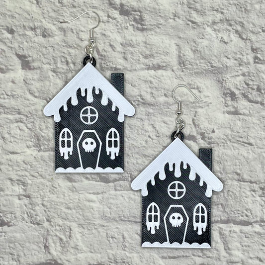 Creepmas Gingerdead House Statement Earrings or Keychain 3D Printed