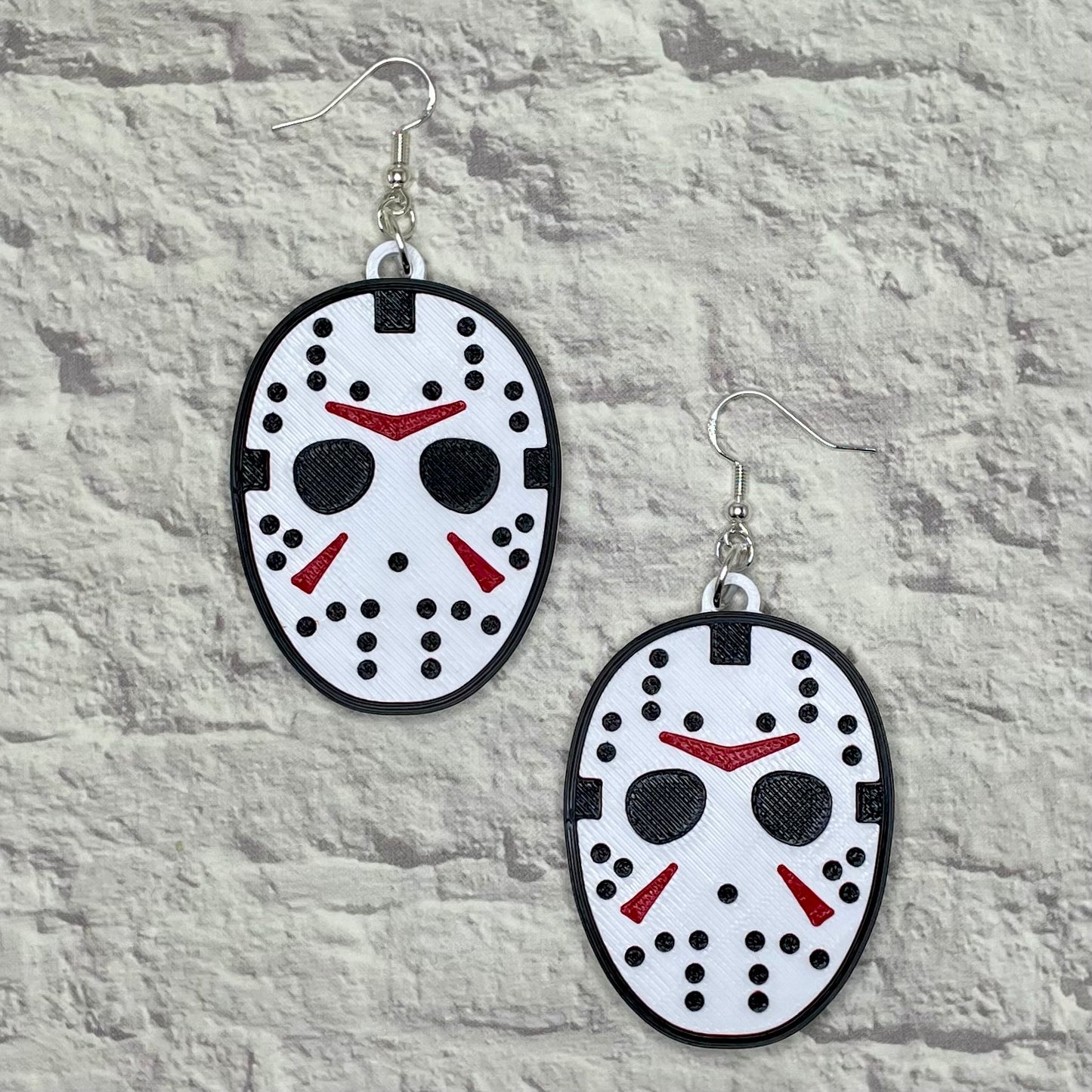 Hockey Mask Horror Statement Earrings or Keychain 3D Printed