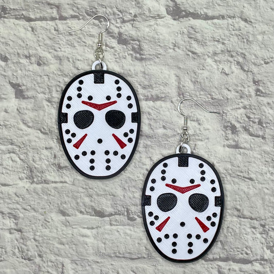 Hockey Mask Horror Statement Earrings or Keychain 3D Printed