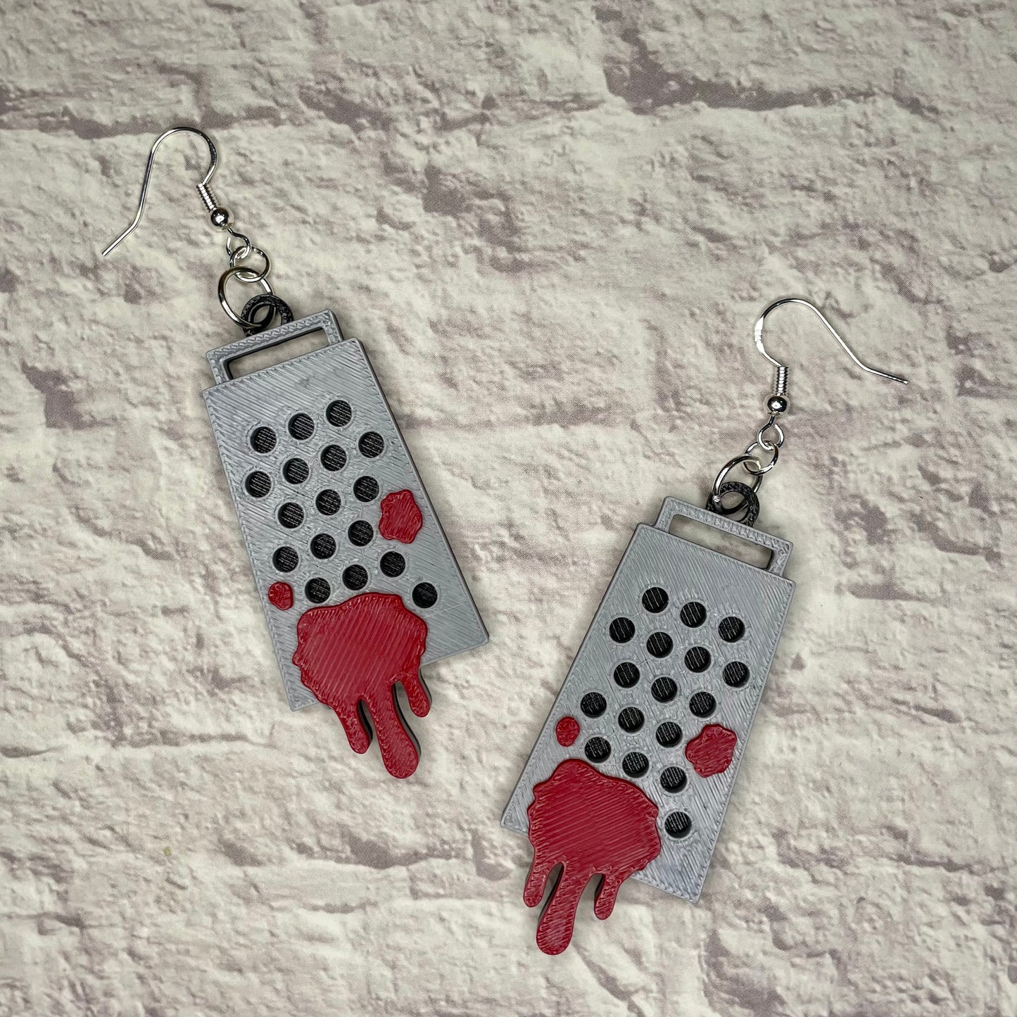Cheese Grater Horror Statement Earrings or Keychain 3D Printed