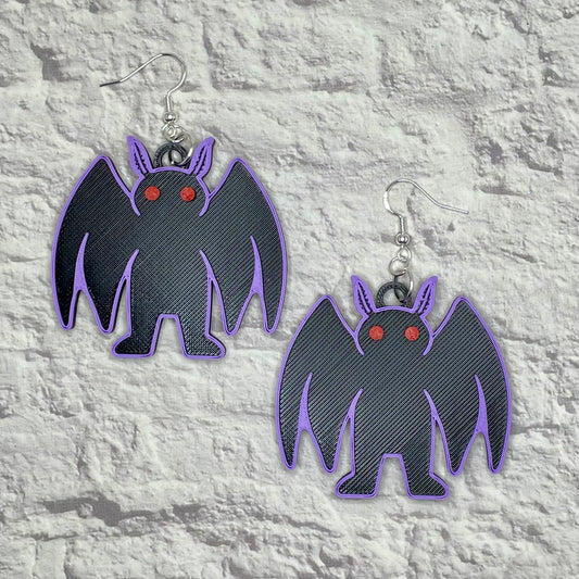 Mothman Cryptid Statement Earrings or Keychain 3D Printed