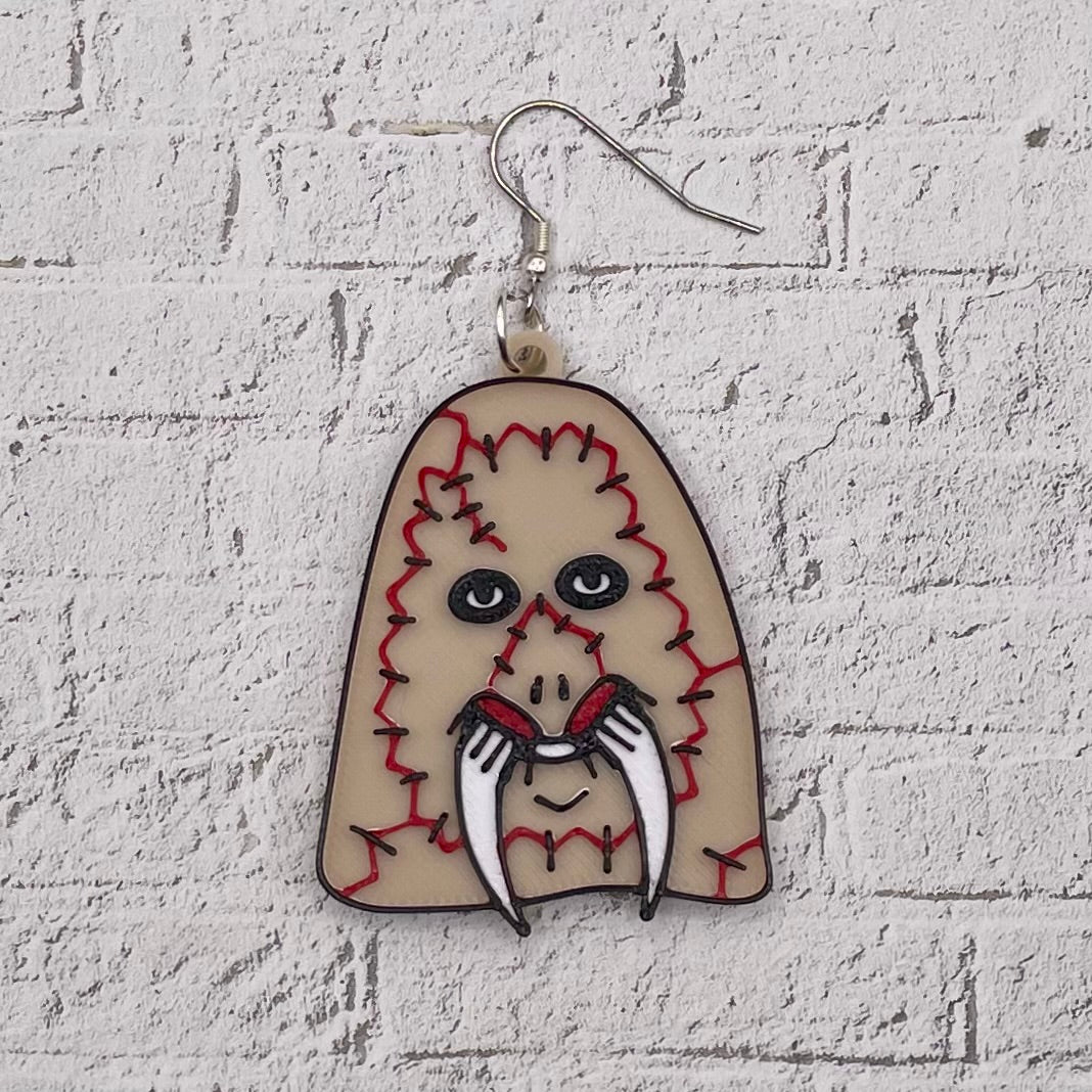 Tusk Horror Statement Earrings or Keychain 3D Printed