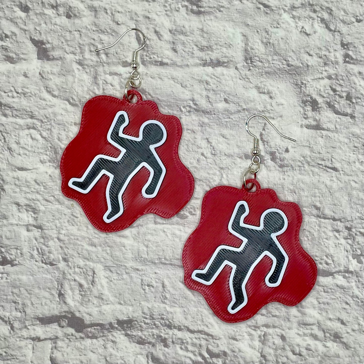 Chalk Body Outline Statement Earrings or Keychain 3D Printed