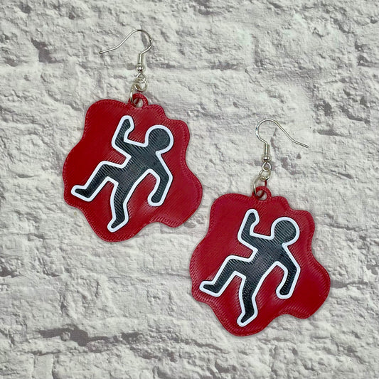 Chalk Body Outline Statement Earrings or Keychain 3D Printed