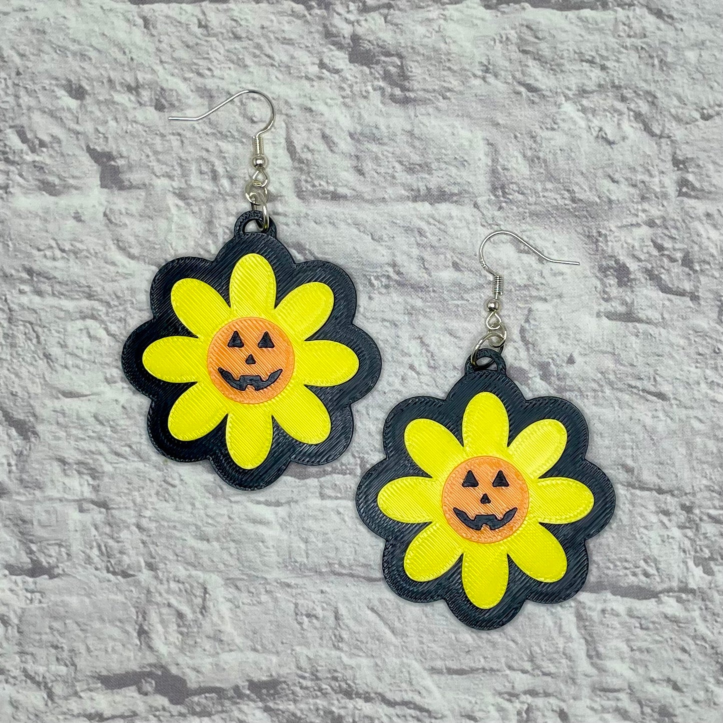 Pumpkin Flower Spooky Statement Earrings or Keychain 3D Printed