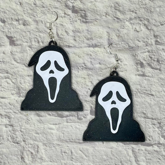 Ghost Mask Horror Statement Earrings or Keychain 3D Printed