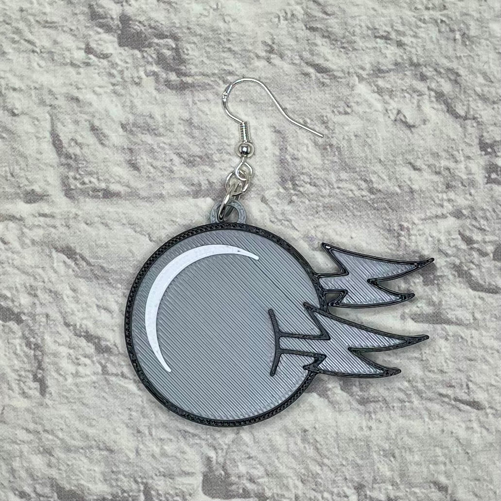 Silver Sphere Horror Statement Earrings or Keychain 3D Printed