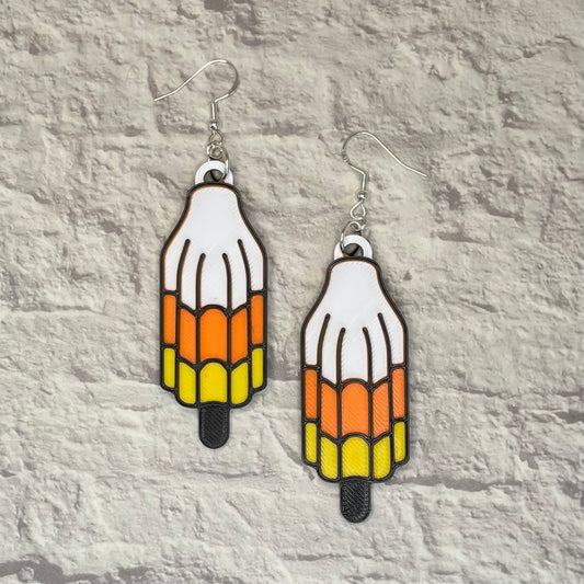 Candy Corn Popsicle Spooky Statement Earrings or Keychain 3D Printed