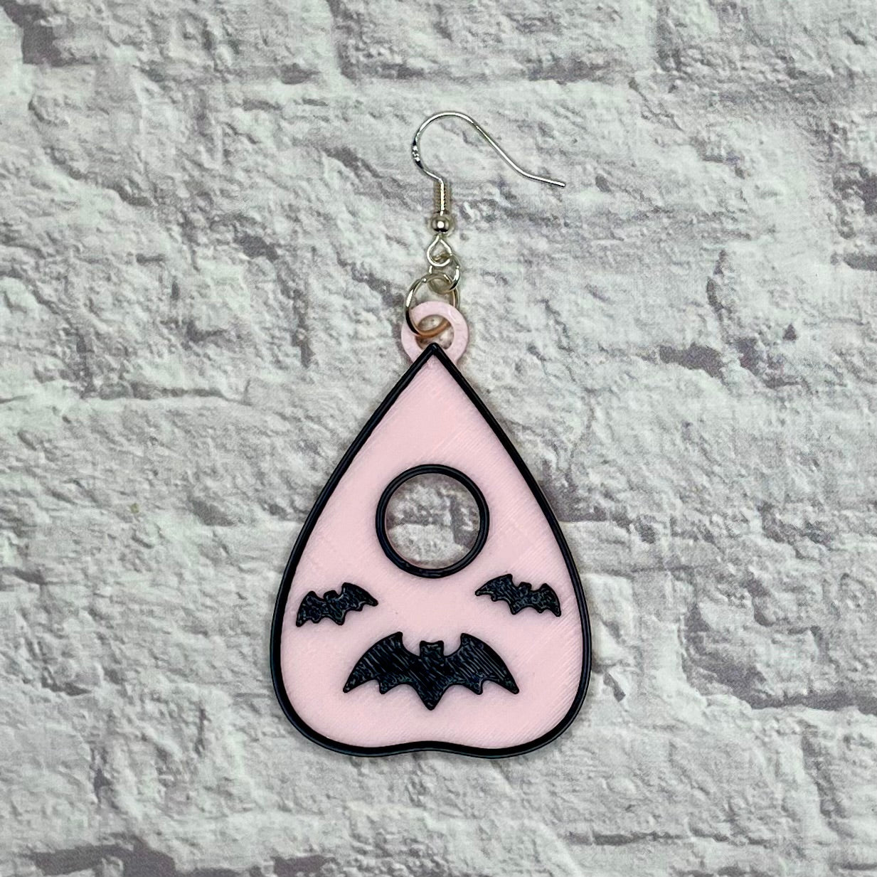 Ouija Planchette Spooky Bat Statement Earrings or Keychain 3D Printed
