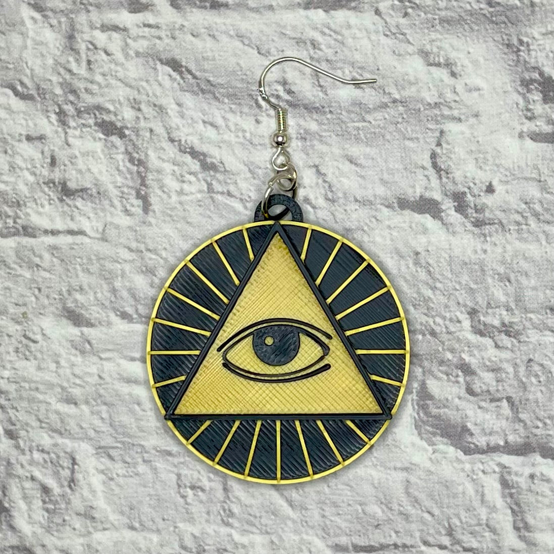 Illuminati Statement Earrings or Keychain 3D Printed