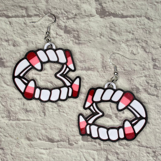 Candy Corn Valloween Vampire Teeth Statement Earrings or Keychain 3D Printed
