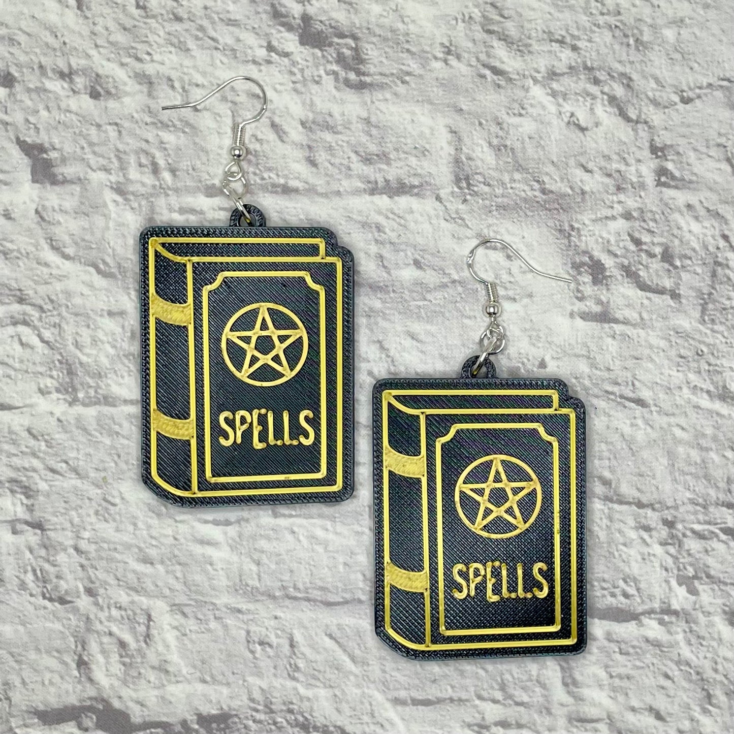 Spell Book Statement Earrings or Keychain 3D Printed