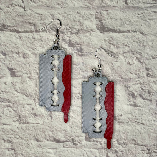 Razor Blade Statement Earrings or Keychain 3D Printed
