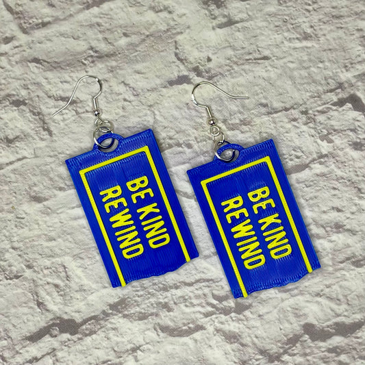 Be Kind Rewind Statement Earrings or Keychain 3D Printed