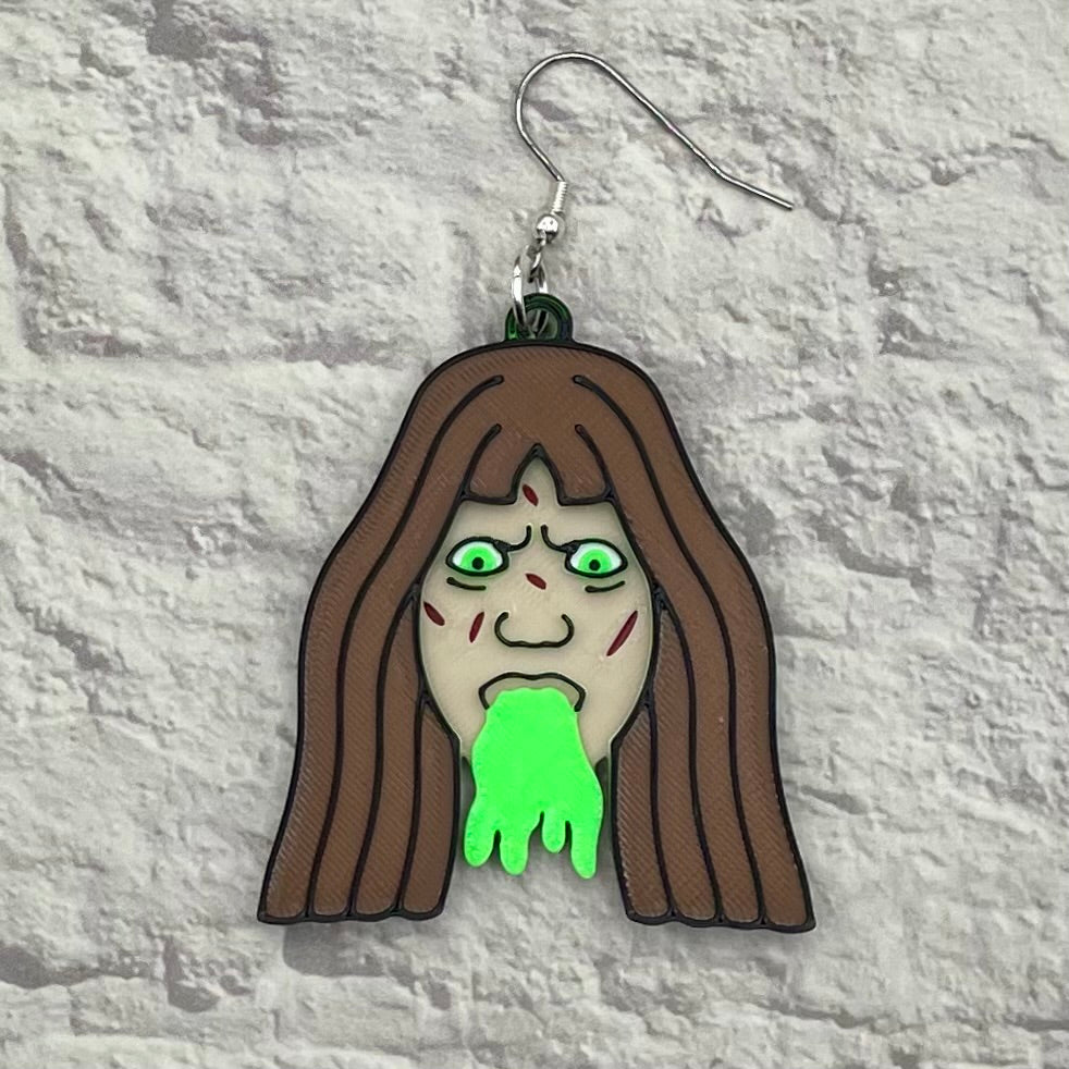 Regan Horror Statement Earrings or Keychain 3D Printed