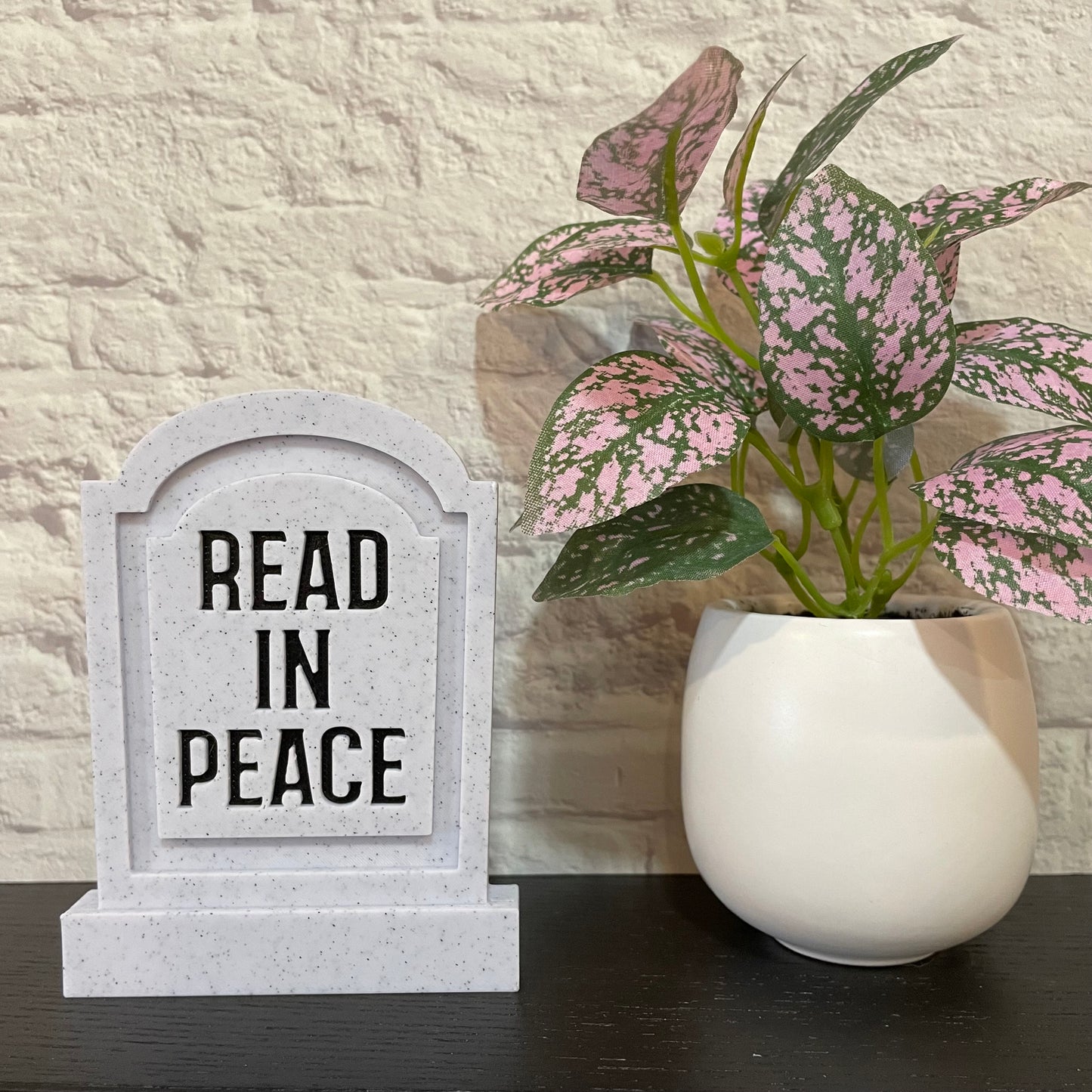 Read In Peace Headstone Shelf Sitter 3D Printed