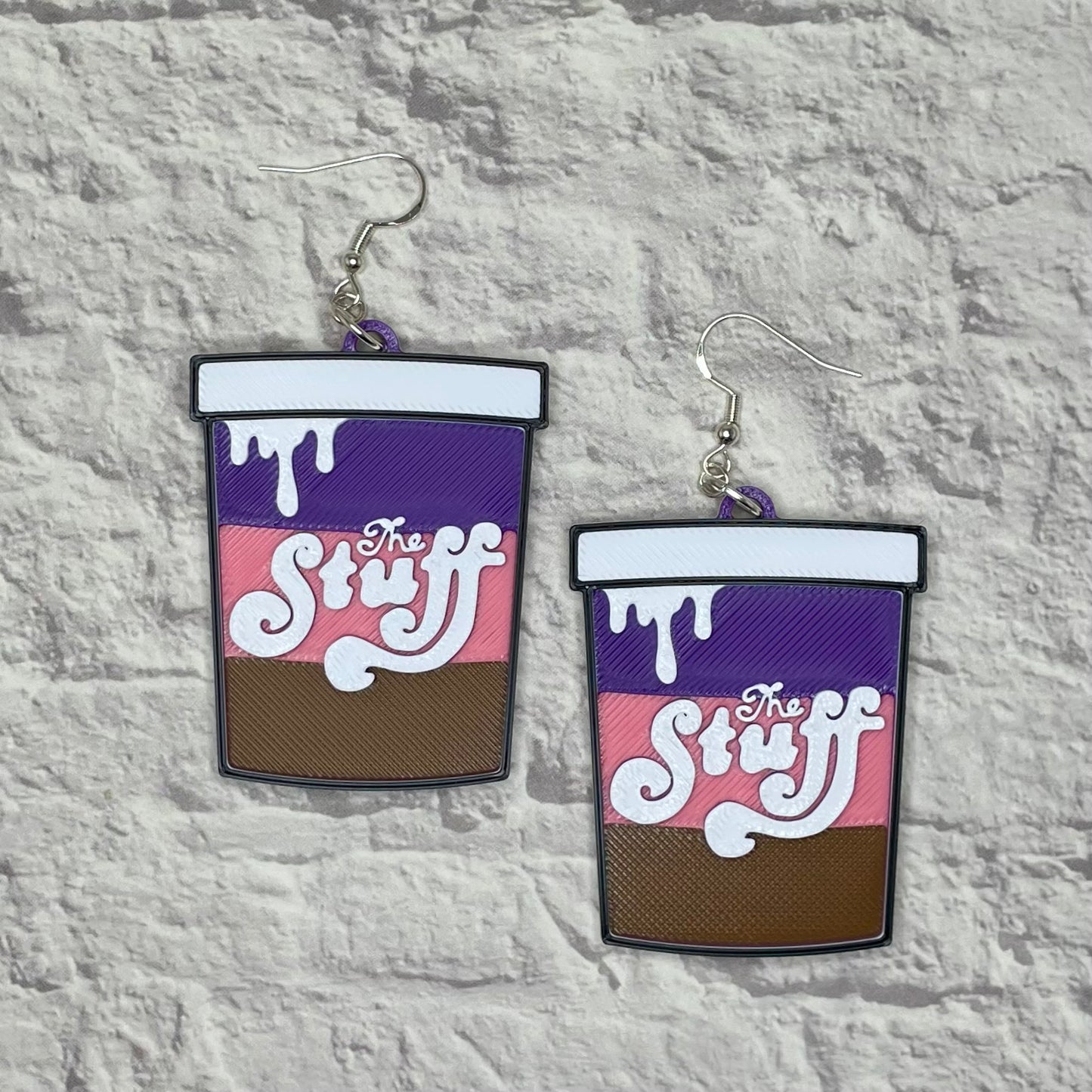 The Stuff Horror Statement Earrings or Keychain 3D Printed