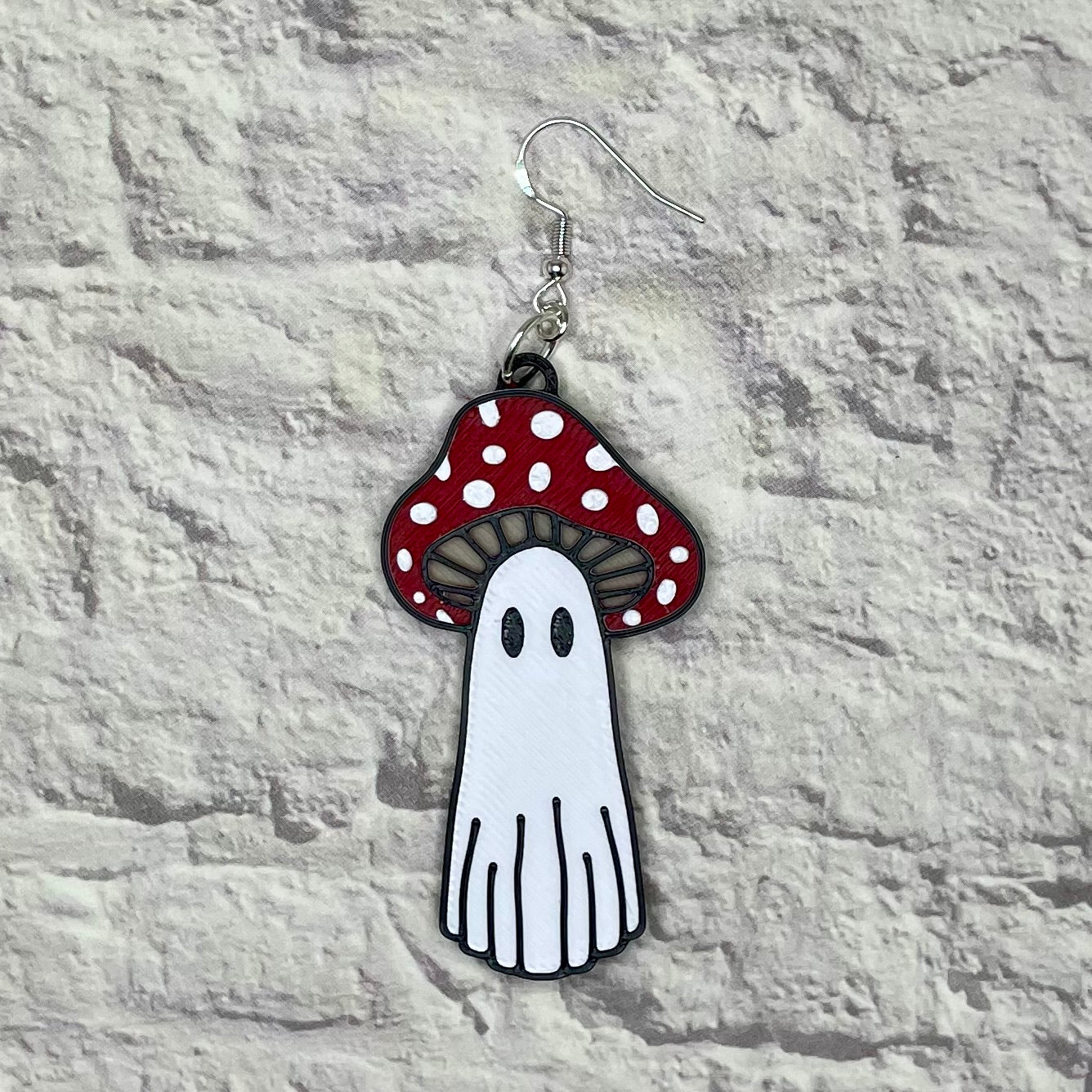 Ghost Mushroom Spooky Statement Earrings or Keychain 3D Printed