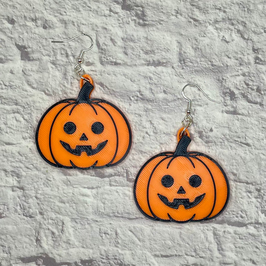 Cute Pumpkin Statement Earrings or Keychain 3D Printed