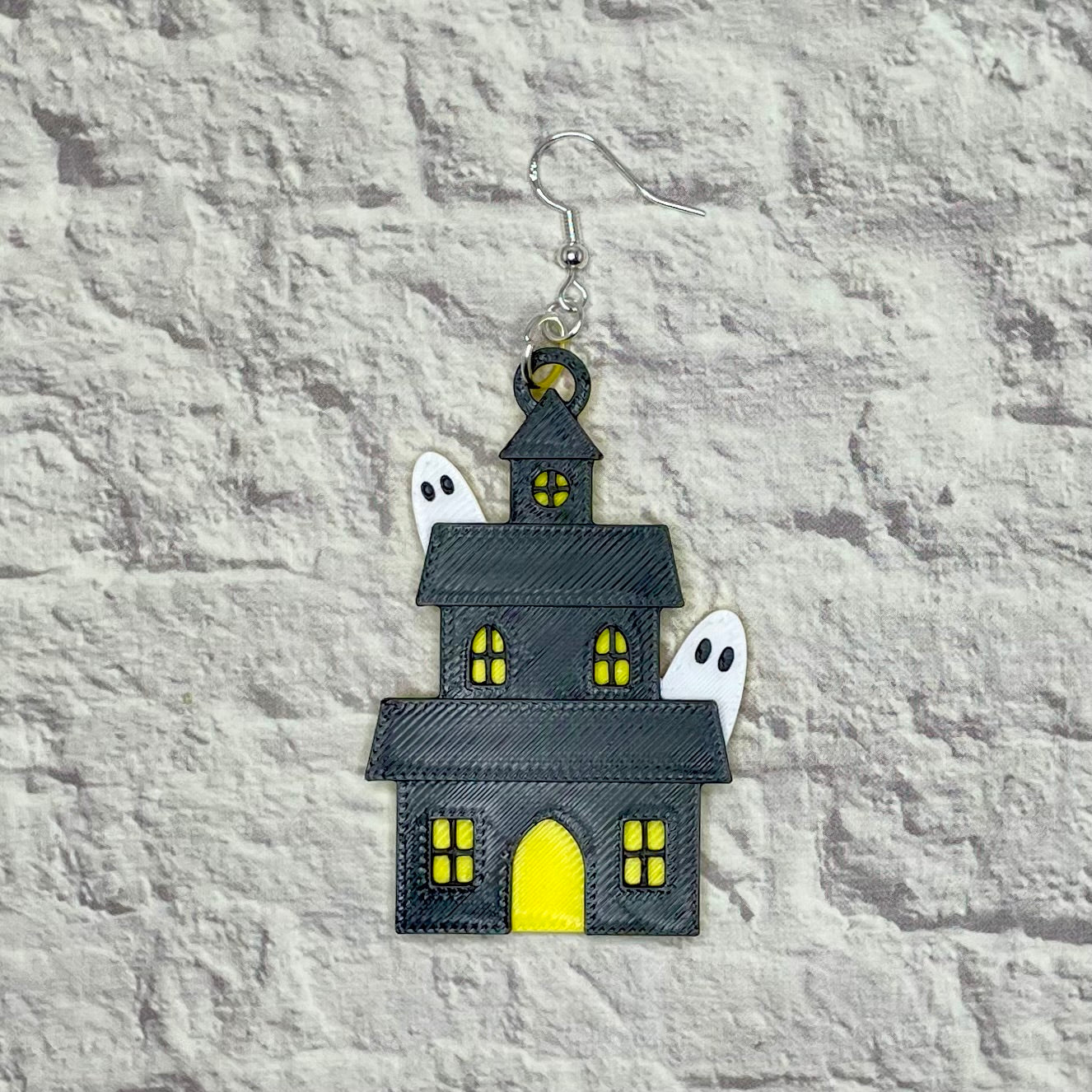 Haunted House Statement Earrings or Keychain 3D Printed
