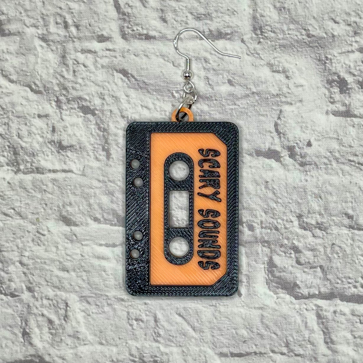 Scary Sounds Haunted House Cassette Statement Earrings or Keychain 3D Printed
