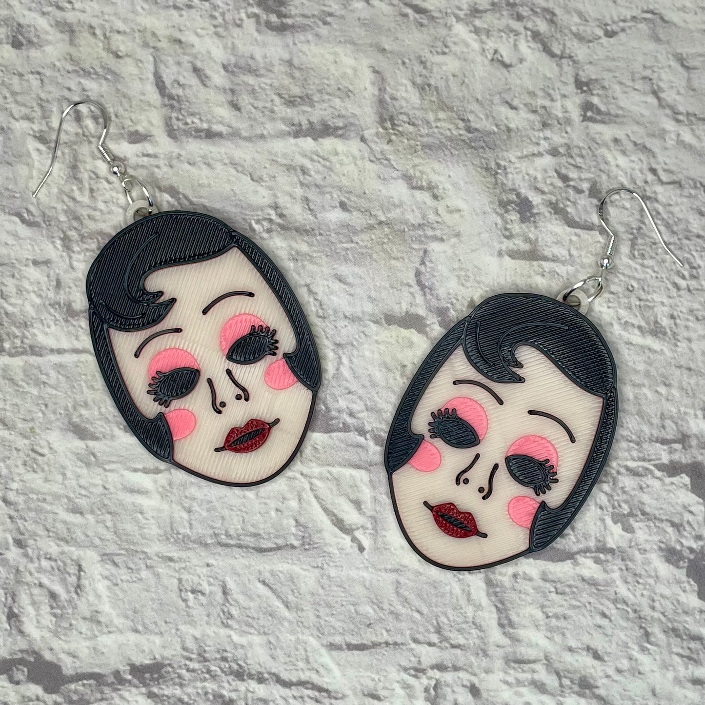 Pin Up Mask Horror Statement Earrings or Keychain 3D Printed