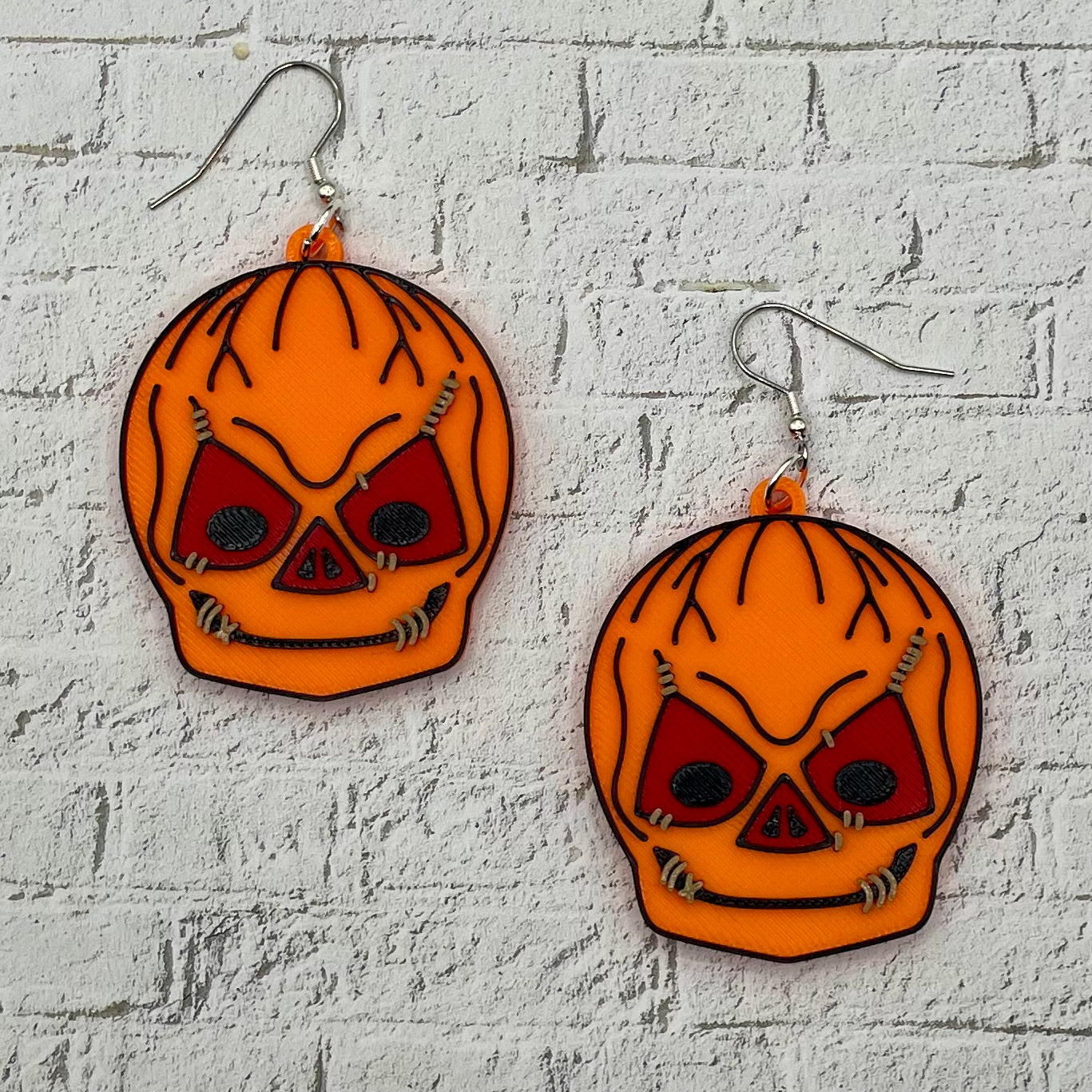Sam Pumpkin Head Horror Statement Earrings or Keychain 3D Printed