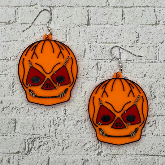 Sam Pumpkin Head Horror Statement Earrings or Keychain 3D Printed