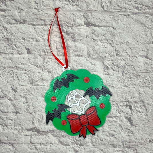 Creepmas Bat Wreath Holiday Ornament 3D Printed
