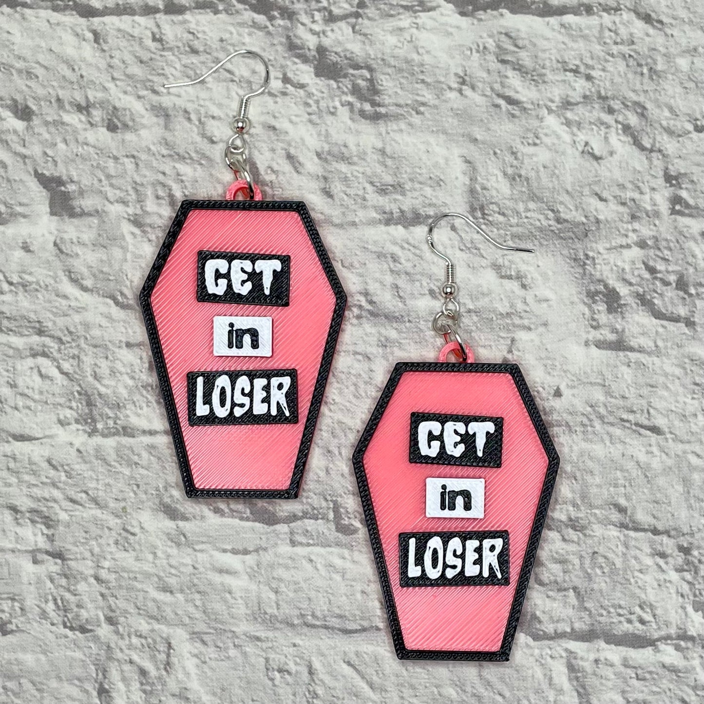 Mean Ghouls Get In Loser Statement Earrings or Keychain 3D Printed