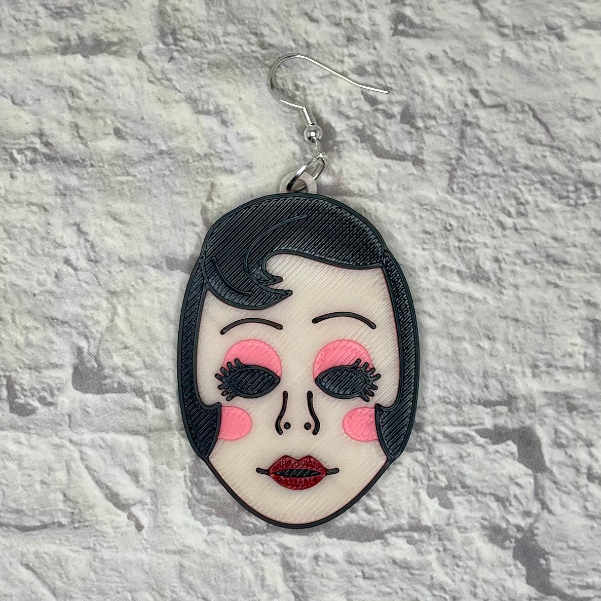 Pin Up Mask Horror Statement Earrings or Keychain 3D Printed
