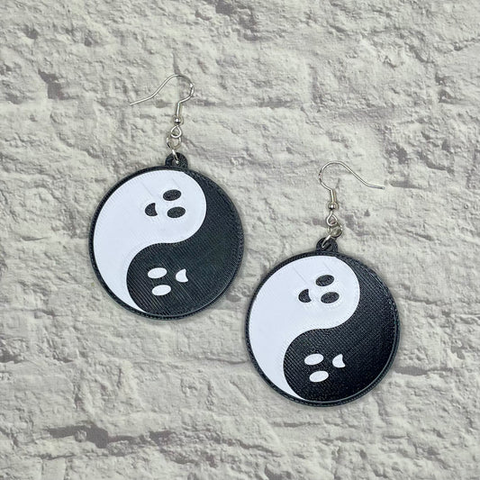 Ghost Yin & Yang Statement Earrings or Keychain 3D Printed