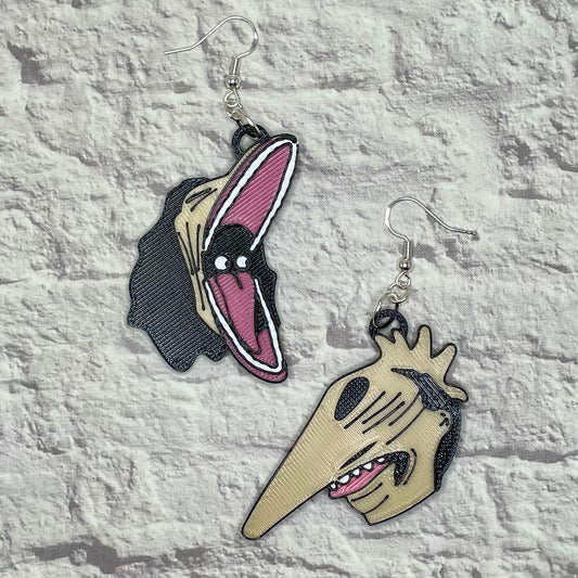 Barbara & Adam Scary Face Statement Earrings or Keychain 3D Printed