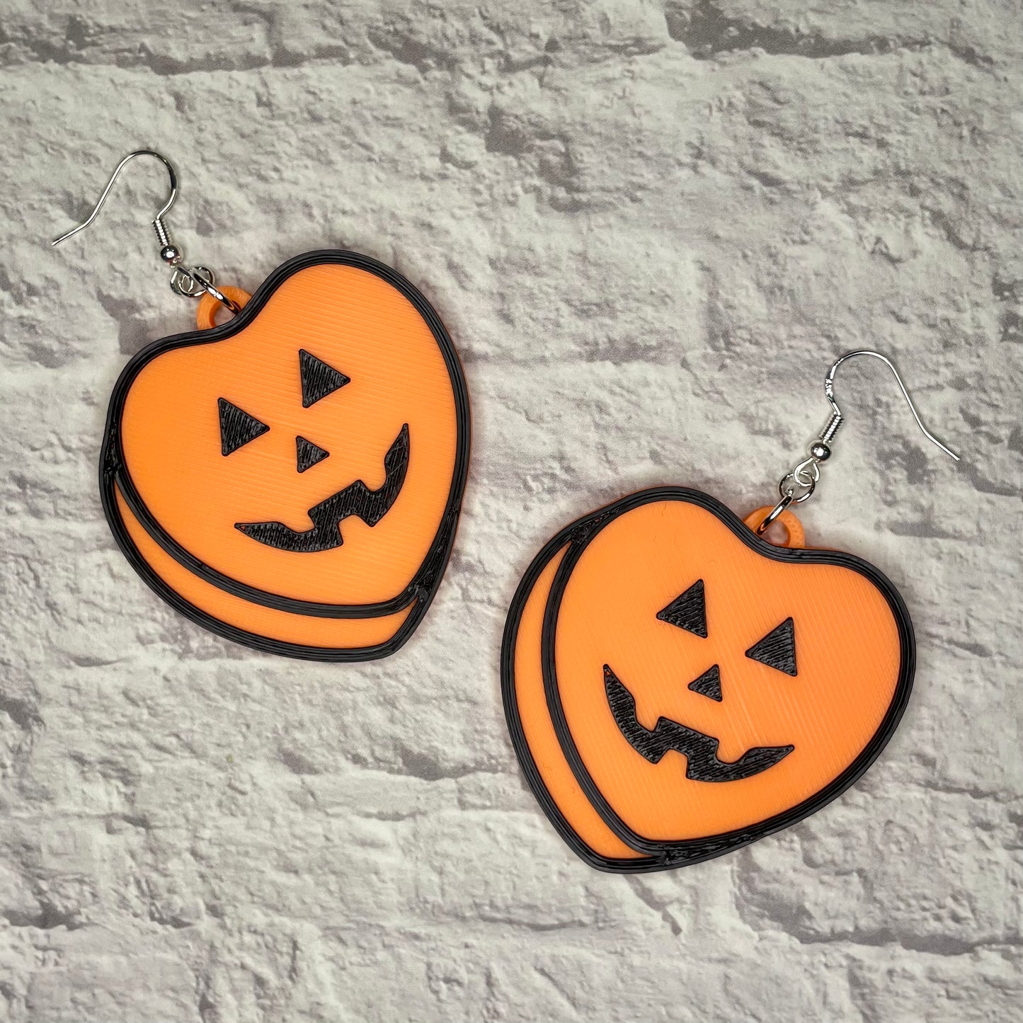 Pumpkin Heart Statement Earrings or Keychain 3D Printed