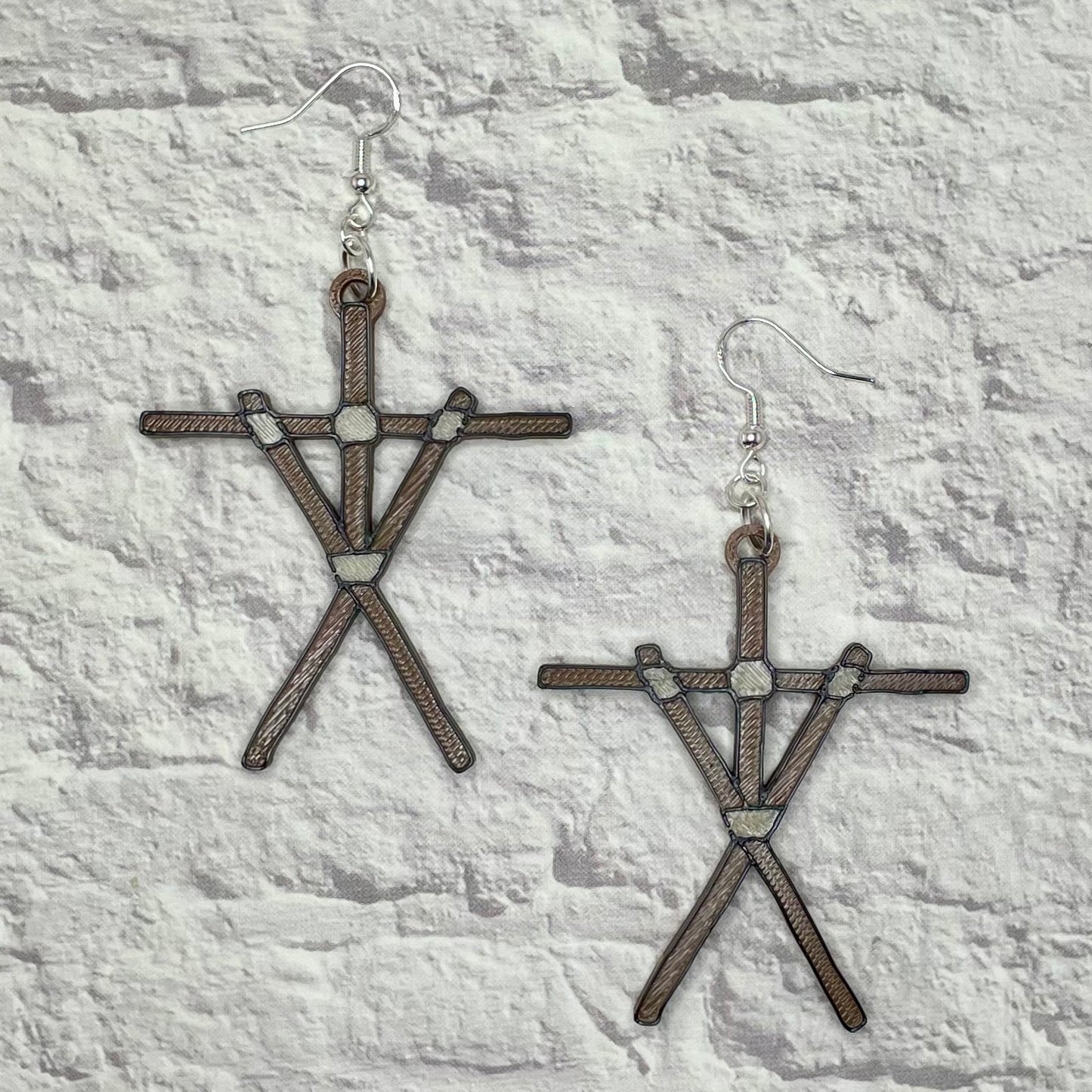 Stick Figure Horror Statement Earrings or Keychain 3D Printed