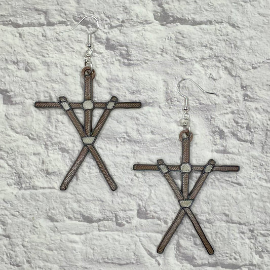 Stick Figure Horror Statement Earrings or Keychain 3D Printed