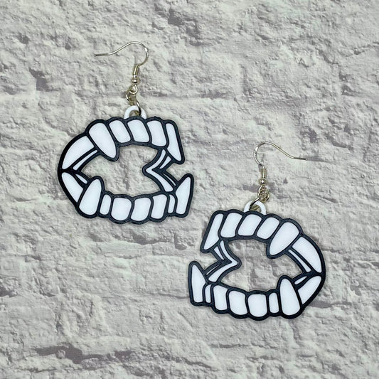 Vampire Teeth Statement Earrings or Keychain 3D Printed