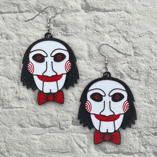 Billy Puppet Horror Statement Earrings or Keychain 3D Printed