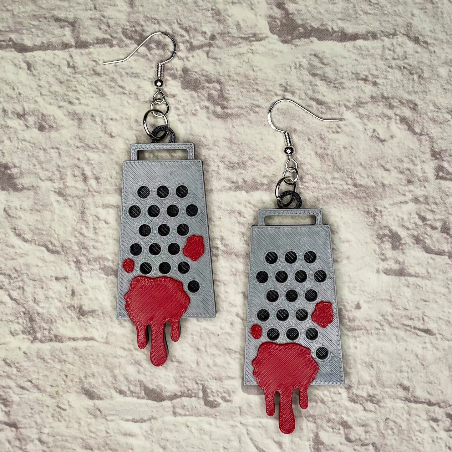 Cheese Grater Horror Statement Earrings or Keychain 3D Printed