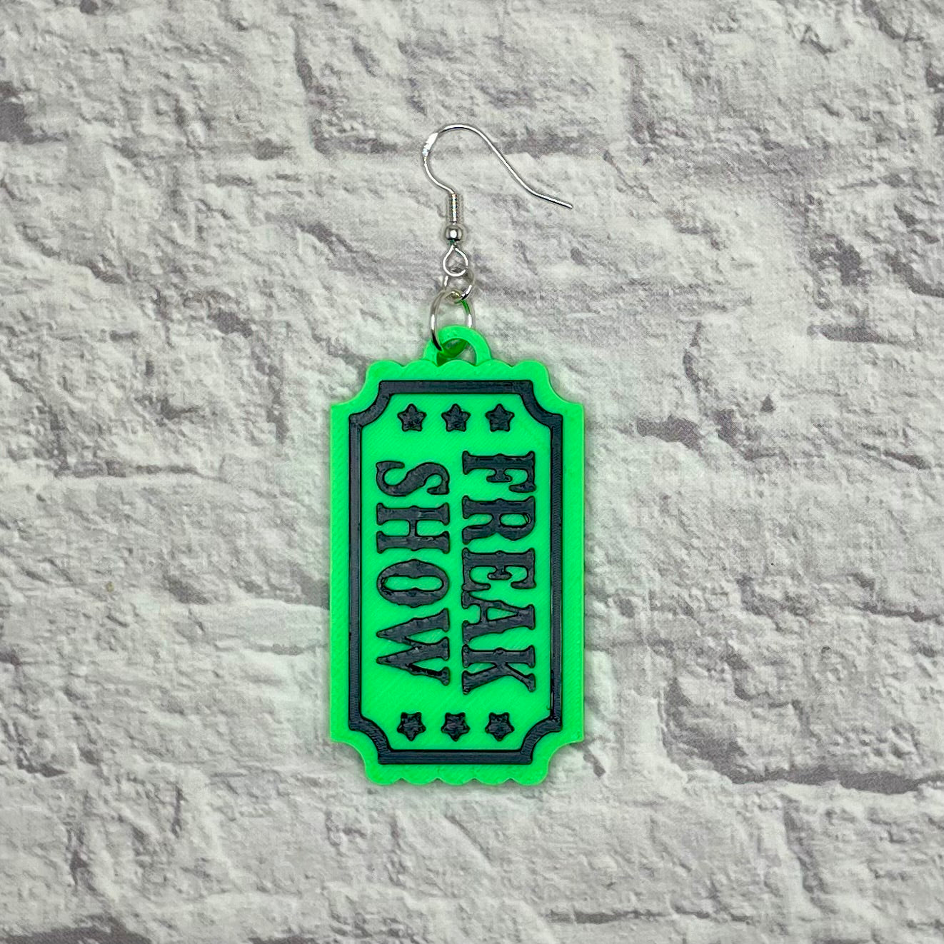 Freak Show Ticket Statement Earrings or Keychain 3D Printed