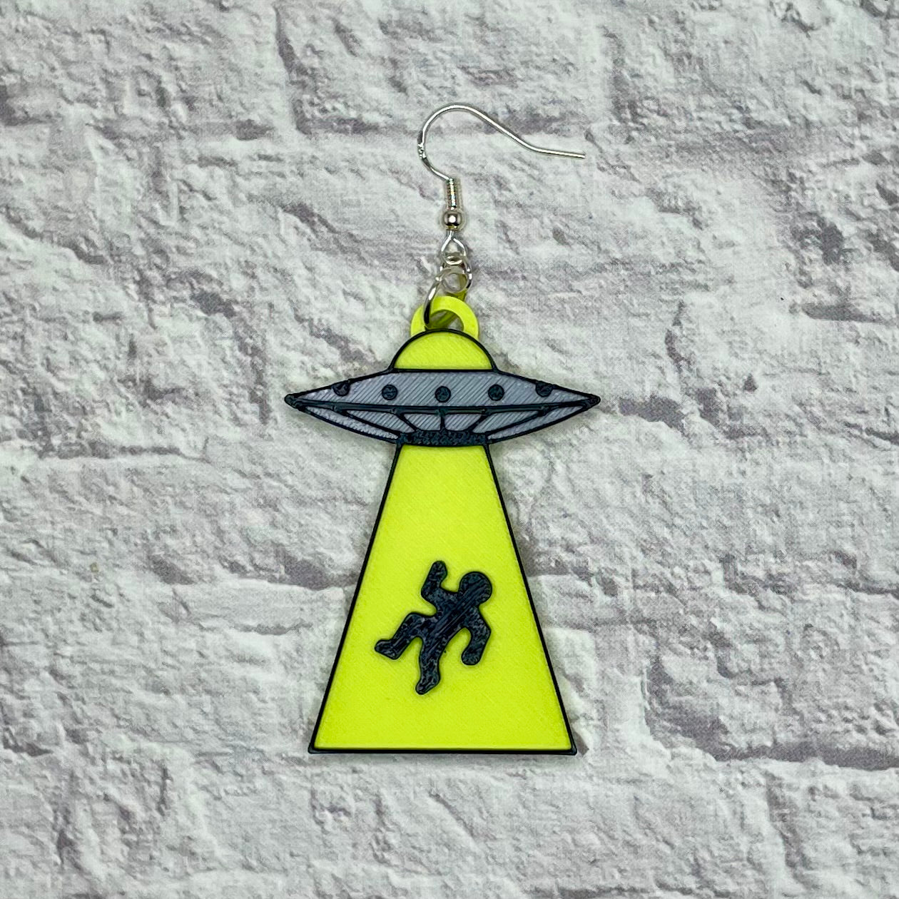 UFO Human Abduction Statement Earrings or Keychain 3D Printed