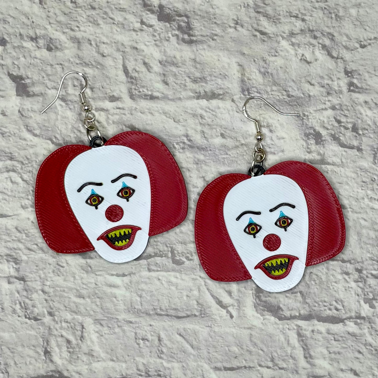 Pennywise Horror Statement Earrings or Keychain 3D Printed