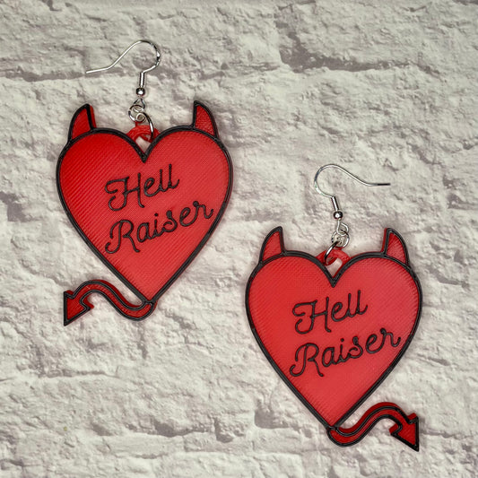 Hell Raiser Devil Heart Statement Earrings or Keychain 3D Printed