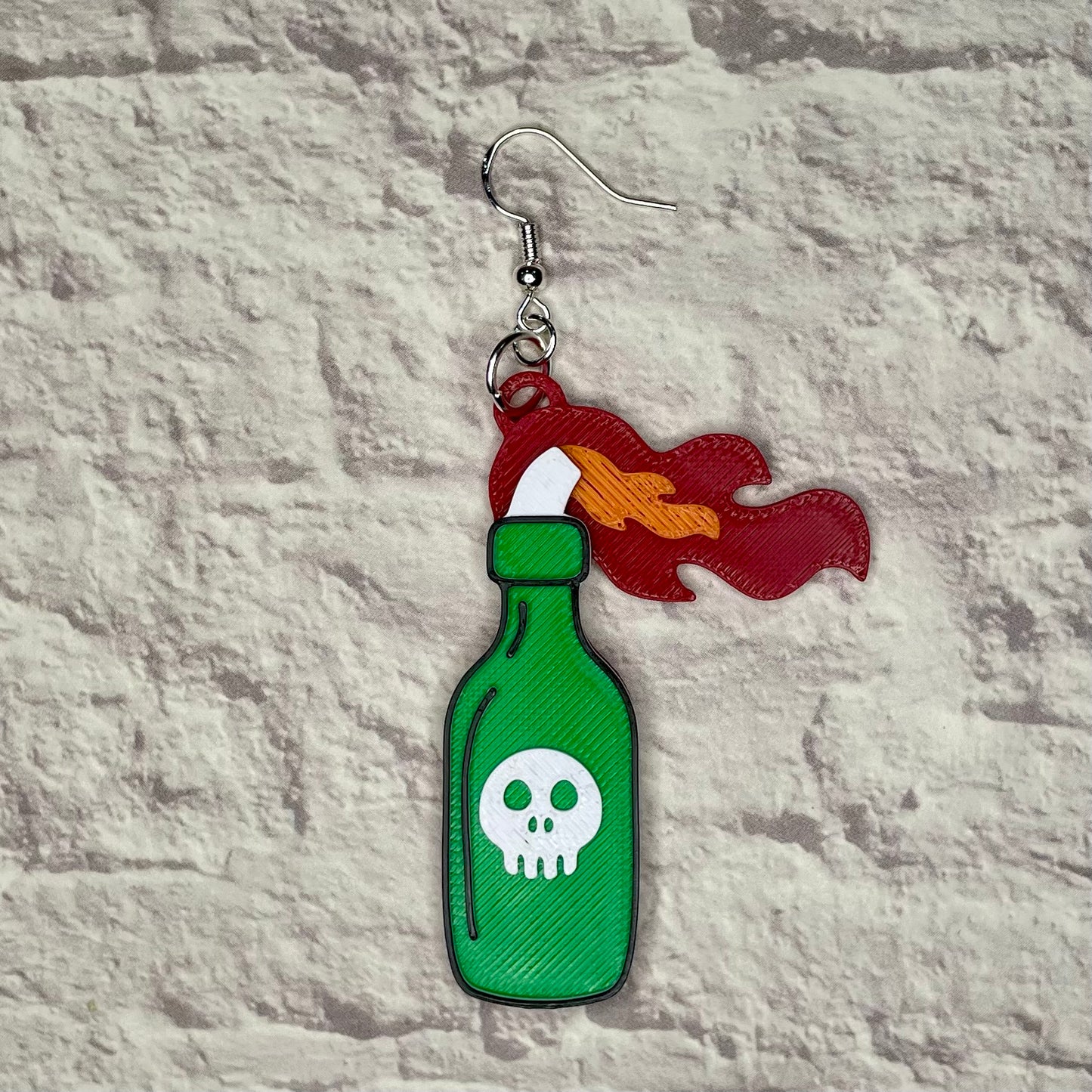 Molotov Cocktail Statement Earrings or Keychain 3D Printed