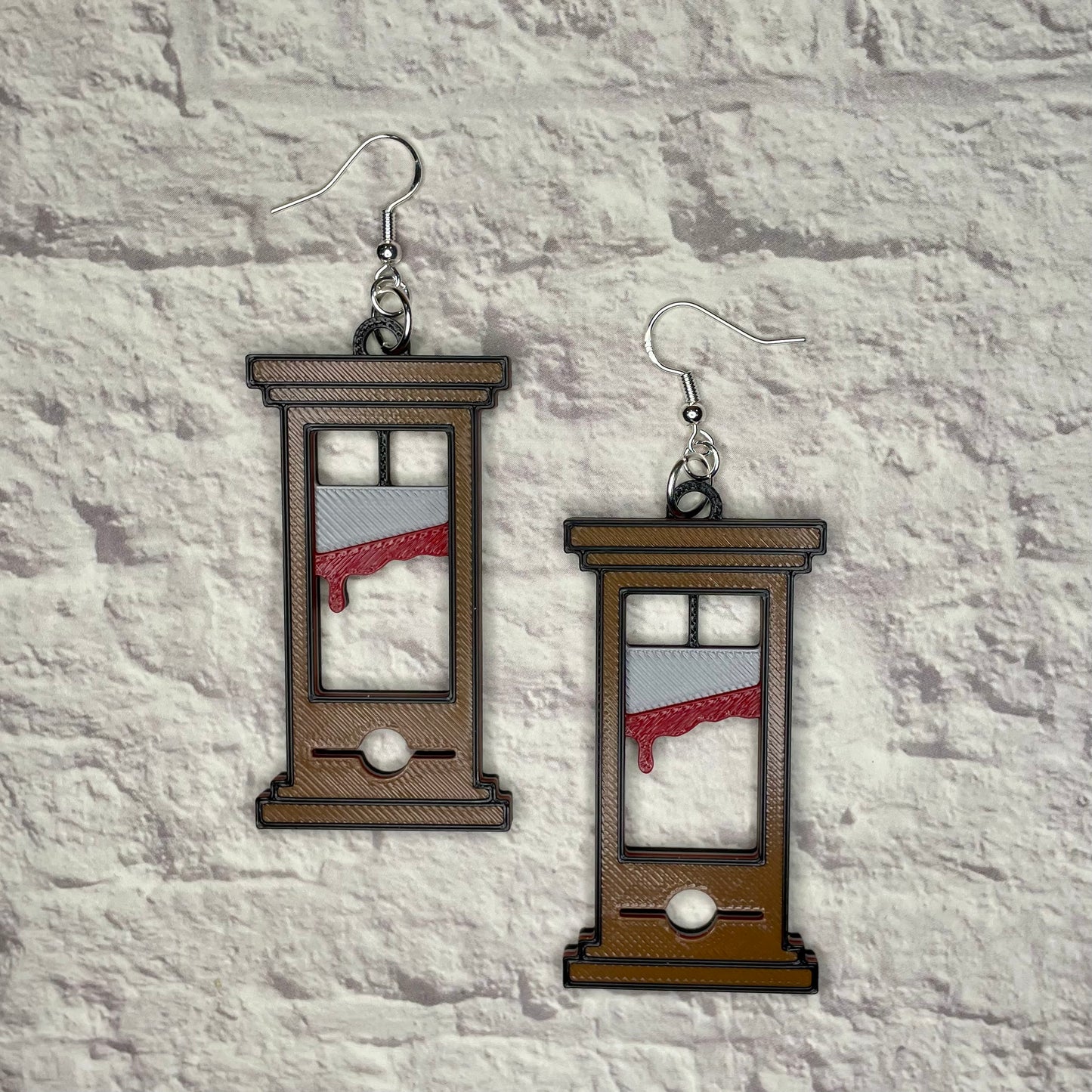 Guillotine Statement Earrings or Keychain 3D Printed