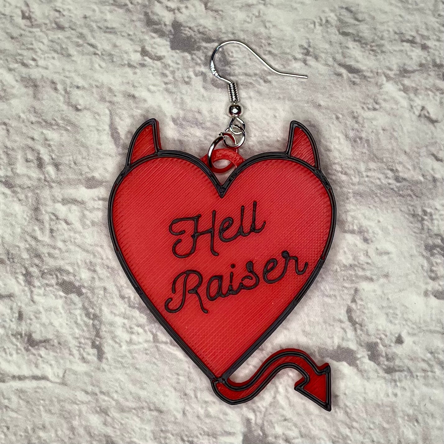 Hell Raiser Devil Heart Statement Earrings or Keychain 3D Printed