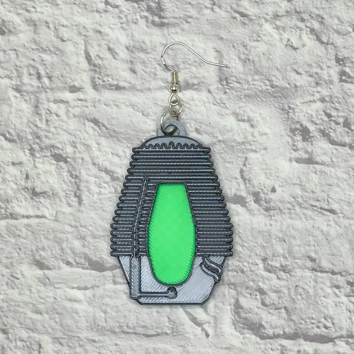 Insect Teleportation Device Horror Statement Earrings or Keychain 3D Printed