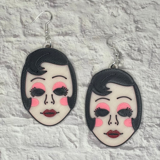 Pin Up Mask Horror Statement Earrings or Keychain 3D Printed