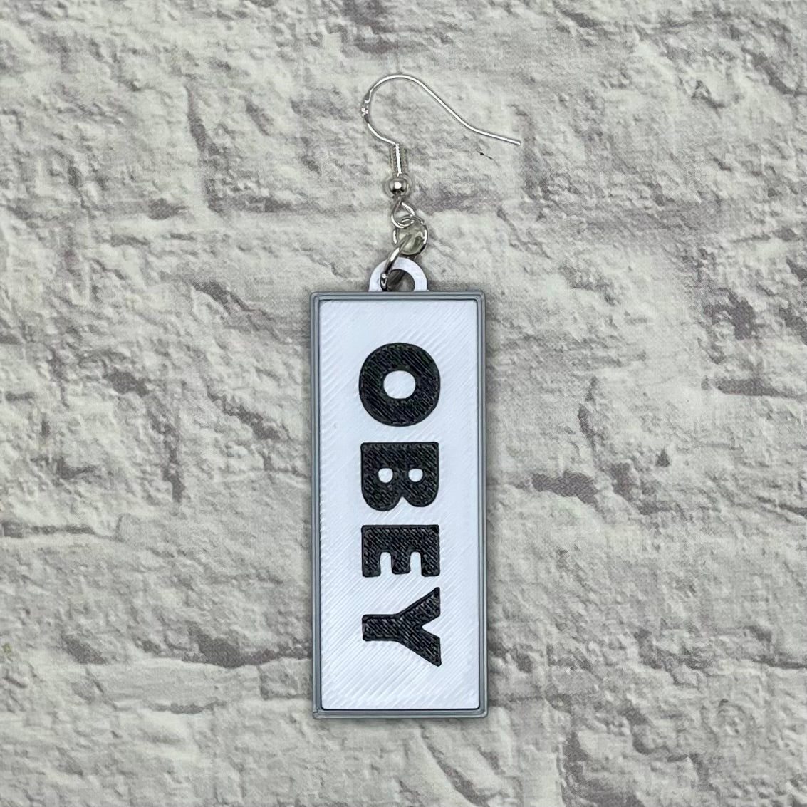 Obey Consume Billboard Horror Statement Earrings or Keychain 3D Printed