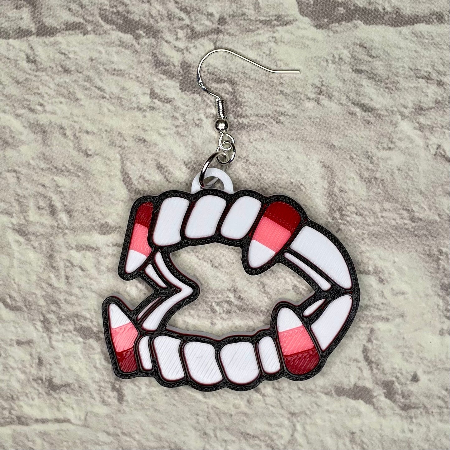 Candy Corn Valloween Vampire Teeth Statement Earrings or Keychain 3D Printed